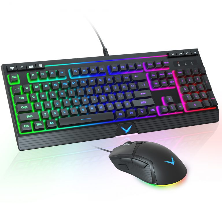 Wired Keyboard and Mouse Rainbow Backlit Combo, TopMate LED Chroma ...