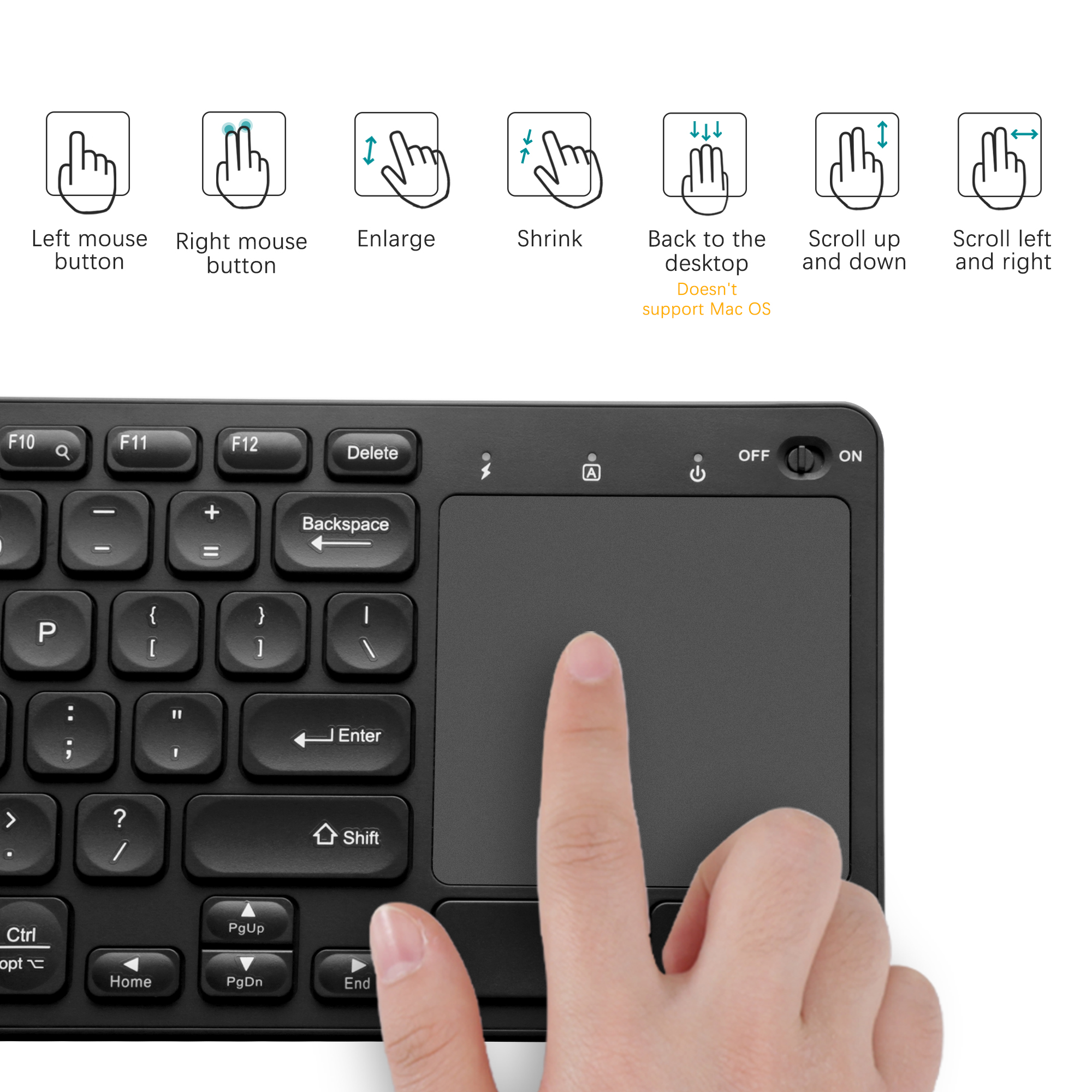 TopMate 2.4G Wireless Keyboard, Wireless Keyboard with TouchPad