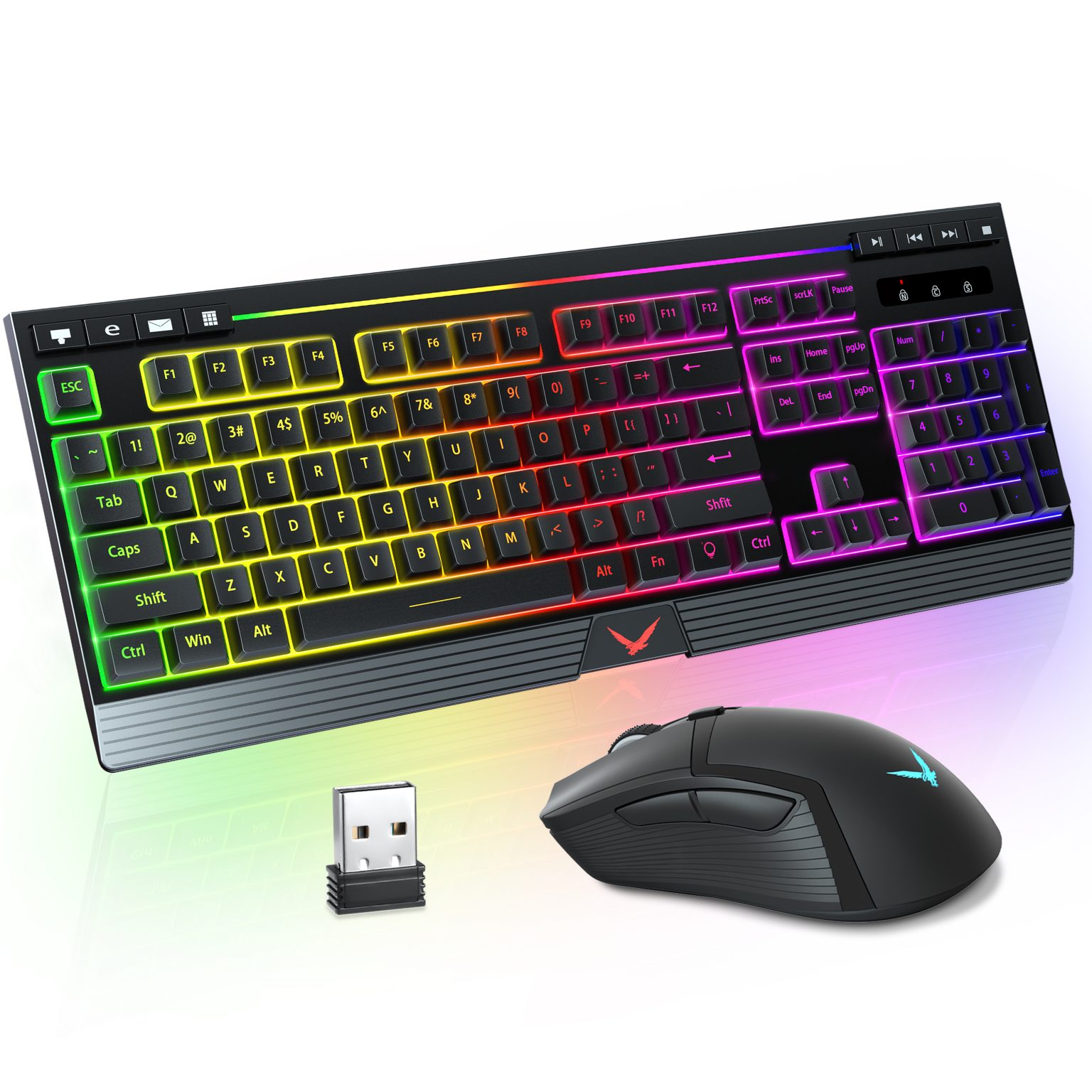 Wireless Keyboard and Mouse Combo, TopMate 2.4G Backlit Rechargeable ...